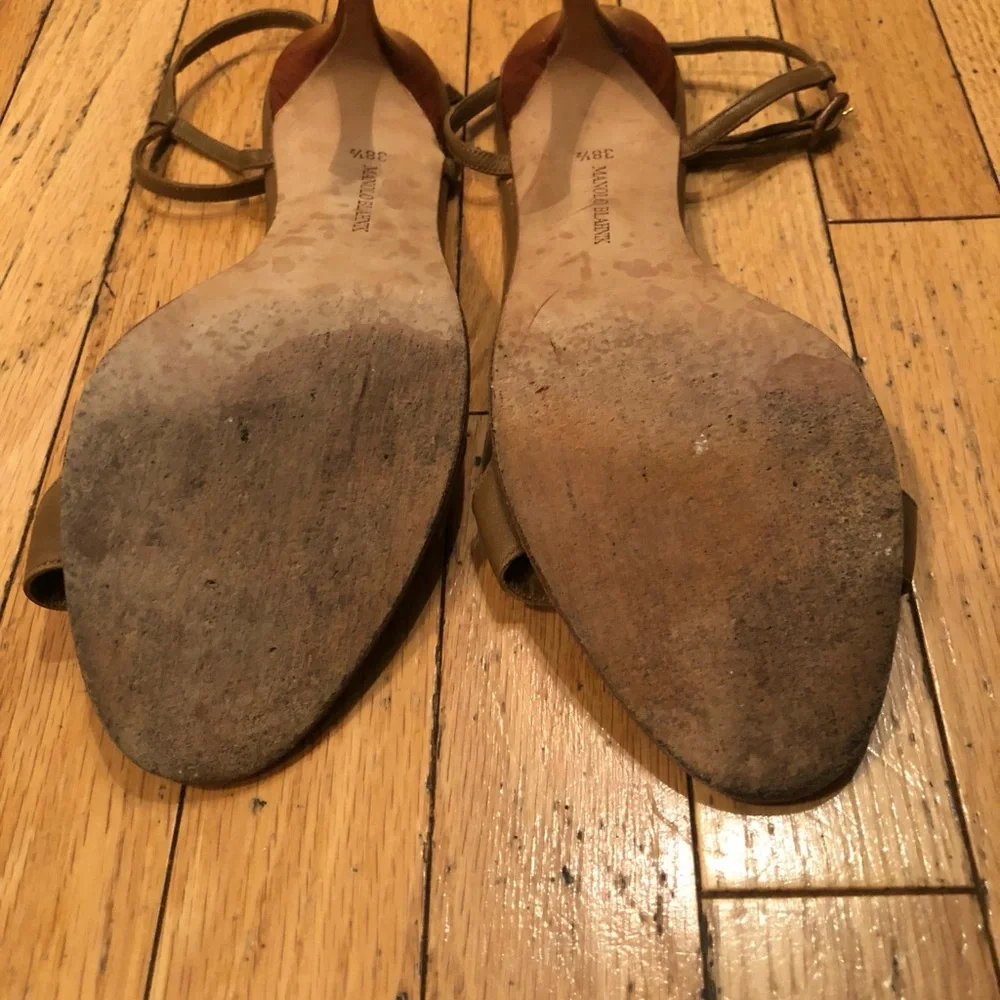 Manolo Blahnik Brown Strappy Heels 38.5 - Picture 4 of 6